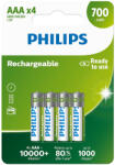 Philips Újratölthető akkumulátor AAA NiMH 700mAh, 4 db
