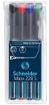 Schneider Alkoholos marker készlet, OHP, 0, 4 mm, SCHNEIDER "Maxx 220 S", 4 különböző szín (tsc220v4) - irodaszer