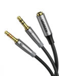 UGREEN AV193 AUX audio splitter fejhallgató + mikrofon 3, 5 mm-es mini jack kábelhez (szürke) - mi-one
