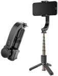 Techsuit - Mini Szelfibot (L08Mini) - Stabil Gimbal/Állvány levehető vezeték nélküli távirányítóval, 360 fokos forgófej, 70 cm - Fekete