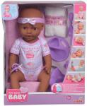 Simba Toys New Born Baby Lány Pisilős Baba - Barna Bőrű, Kiegészítőkkel, 43 cm
