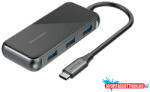 Vention Multi-function USB-C to HDMI/ USB3.0*3/PD Dokkoló 0.15M Gray Mirrored Surface Type (TFBHB) - nyomtassotthon