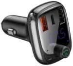 Baseus autós töltő, FM transzmitter 2 x USB A + Type C + FM BT PD QC4.0 5A 36W S-13 CCMT000101 / CCMT000301 fekete (CCMT000101)