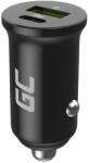 Green Cell GC CADM-GC-38AC - USB-Ladegeraet 38 W 1x USB-C USB-A schwarz Kézilámpa, GPS, Fejhallgató, Mobiltelefon, Navigátor, Egyéb típusú, Hordozható hangszóró, Tápérintkező, Okostelefon, Okosóra, Táblagép, Uni