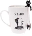 4home Catanic porcelán bögre fém kanállal, 320 ml