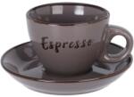 4home Espresso kőagyag csésze csészealjjal, 100 ml, sötétszürke, sötétszürke