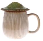4home Gomba kerámia bögre fedővel, 550 ml, zöld