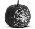 Family Halloween-i tök dekoráció - fekete glitteres - pókhálóval - 15 cm (58179B)