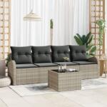 vidaXL Градински Софа Комплект Светлосиво 55 x 55 x 37 см полиратан (3345912)