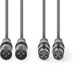 Nedis COTH15030GY30 cablu audio XLR semi-profesional, 2 x XLR 3p male - 2 x XLR 3p female, 3m, flexibil (COTH15030GY30)