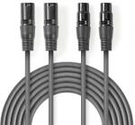 Nedis COTH15030GY15 félprofi XLR audió kábel, 2 x XLR 3p dugó - 2 x XLR 3p aljzat, 1.5m, rugalmas (COTH15030GY15)
