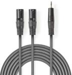 Nedis COTH15310GY15 félprofi XLR audio kábel, 2x XLR 3 tűs dugó | 3, 5 mm sztereo jack dugó, 1, 5m (COTH15310GY15)
