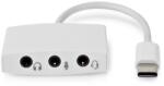 Nedis CCGB65900WT01, USB-C (USB C) dugó - 3x 3, 5 mm jack aljzat, fejhallgató/headset/mikrofon csatlakozási lehetőségek (CCGB65900WT01)