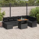 vidaXL Градински Софа Комплект 9 бр. Черно (3349372)