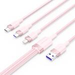 Vention USB-A 2.0/M - USB-C/Lightning/Micro USB-B, 1, 5m, (pink, 6A, 3in1), kábel