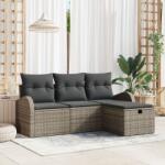 vidaXL Комплект дивани 4 бр. Сив полиратан (3359048)