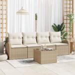 vidaXL Градински Софа Комплект Бежово 55 x 55 x 37 см полиратан (3345911)
