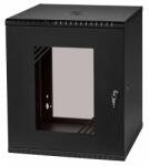 Stalflex RC19-12U-450GB 19" 12U 450 mm mély lapraszerelt fekete üveg ajtós fali rack szekrény