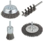 wolfcraft Drótkefe készlet 4 részes, acélszálas, S=6mm standard-, korong-, ecset-, spirálkefe (2133000)