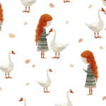 Takoy PUL anyag méteráru vörös hajú kislány lúddal