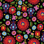 Takoy Dizájnos műbőr magyar hímzés utánzat fekete alapon