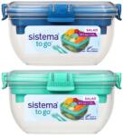Sistema To Go Ételtároló Doboz Salátástállal, Külön Rekeszekkel, Evőeszközökkel 1, 1 L, Vegyes Színek