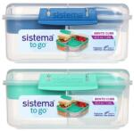 Sistema Sistema® To Go Ételtároló Doboz Három Rekeszes Joghurt Tartóval És 2 Tálcával 1, 25 L, Vegyes Színek