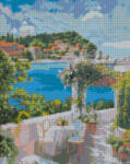 Ideyka Set goblen cu diamantre, cu sasiu, Mic dejun la malul marii, 40x50 cm (AMO7051)