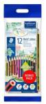 STAEDTLER Noris 185 Színes Ceruza Készlet - Hatszögletű, Ajándék Grafitceruzával És Radírral, 12 Szín (61 SET6)