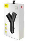 Baseus autós töltő Y-type dual USB + szivargyújtó hosszabbított, 3, 4A (fekete) (15746)