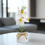  Műnövény dekoráció - orchidea - fehér - 20 x 9 cm 11889B (11889B)
