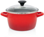 Metalac Oala cu Capac de Sticla Metalac Granite Induction Capacitate 3.5L Diametru 20CM Rosu (349195)
