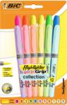 BIC Brite Liner Grip kiemelő toll, pasztell szín, Bl/12 - kék, halvány sárga, halvány rózsaszín, lime, lila, korall, 2 x sárga, zöld, kék, narancs, rózsaszín, BIC (992562)