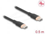 Delock USB-C PD 3.0 60W szilikon kábel 0.5m fekete (81237) (81237)