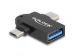 Delock USB-A -> Micro USB + USB-C adapter fekete (60739) (60739)
