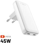 FIXED Slim Traveller GaN PD 45W 2x USB-C kimenettel, cserélhető adapterekkel, fehér (FIXCG45S-2CD-WH)