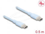 Delock USB-C PD 3.0 60W szilikon kábel 0.5m világoskék (81233)