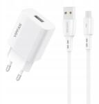  Vfan E01 hálózati töltő, 1x Usb, 2.4A Micro Usb kábel (fehér) (E01S-MK)