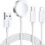 JOYROOM Cablu pentru incarcare si transfer de date Joyroom S-IW008 3 in 1, USB la USB-C/Lightning, Incarcator wireless 3.5W Apple Watch integrat, 1.2m, Alb (6956116771300)
