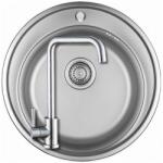 Laveo SKO_080T+SAP4-B090 - LAVEO ORION 1K rozsdamentes mosogató szűrőkosaras szifonnal 510X510 + ZEGOR rozsdamentes szögletes csaptelep (SKO_080T+SAP4-B090)