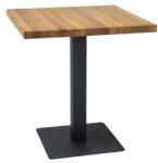  Masa de dining neagra cu blat decor stejar PURO 60x60