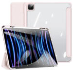 Apple iPad Pro 13 (2024), mappa tok, Smart Case, légpárnás sarok, közepesen ütésálló, érintőceruza tartó, átlátszó hátlap, Dux Ducis Toby, rózsaszín