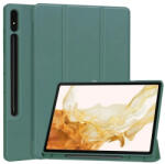 Samsung Tab S9 Plus 12.4 / Tab S10 Plus 12.4 SM-X810 / X816B / X820 / X826B, mappa tok, Trifold, érintőceruza tartó, sötétzöld
