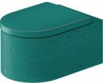 Duravit Set vas wc suspendat Duravit Millio DuroCast, interior ceramic alb cu HygieneGlaze, Surface Pattern, si capac cu inchidere lenta, turcoaz (250609FA00 + 002269FA00)