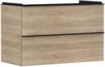 Hansgrohe Dulap baza suspendat Hansgrohe Xelu Q cu 2 sertare, 98cm, stejar natur, manere negru mat (54033670)