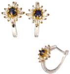 Cercei Safir Cu Zircon Oval Fatetat 19x11x12 mm Argint 925 - 1 Pereche