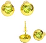 Cercei din Peridot Inima Fatetat 9x9x14 mm - Argint 925 Aurit - Cristalul Armoniei Interioare si Stralucirii - 1 Pereche