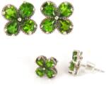  Cercei din Diopsid Crom - Floare - 8x8x14 mm - Argint 925 - Piatra Linstii si Vindecarii - 1 Pereche