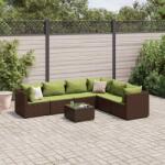 vidaXL 7 részes barna polyrattan kerti ülőgarnitúra párnákkal (3308150)