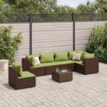 vidaXL 7 részes barna polyrattan kerti ülőgarnitúra párnákkal (3308182)